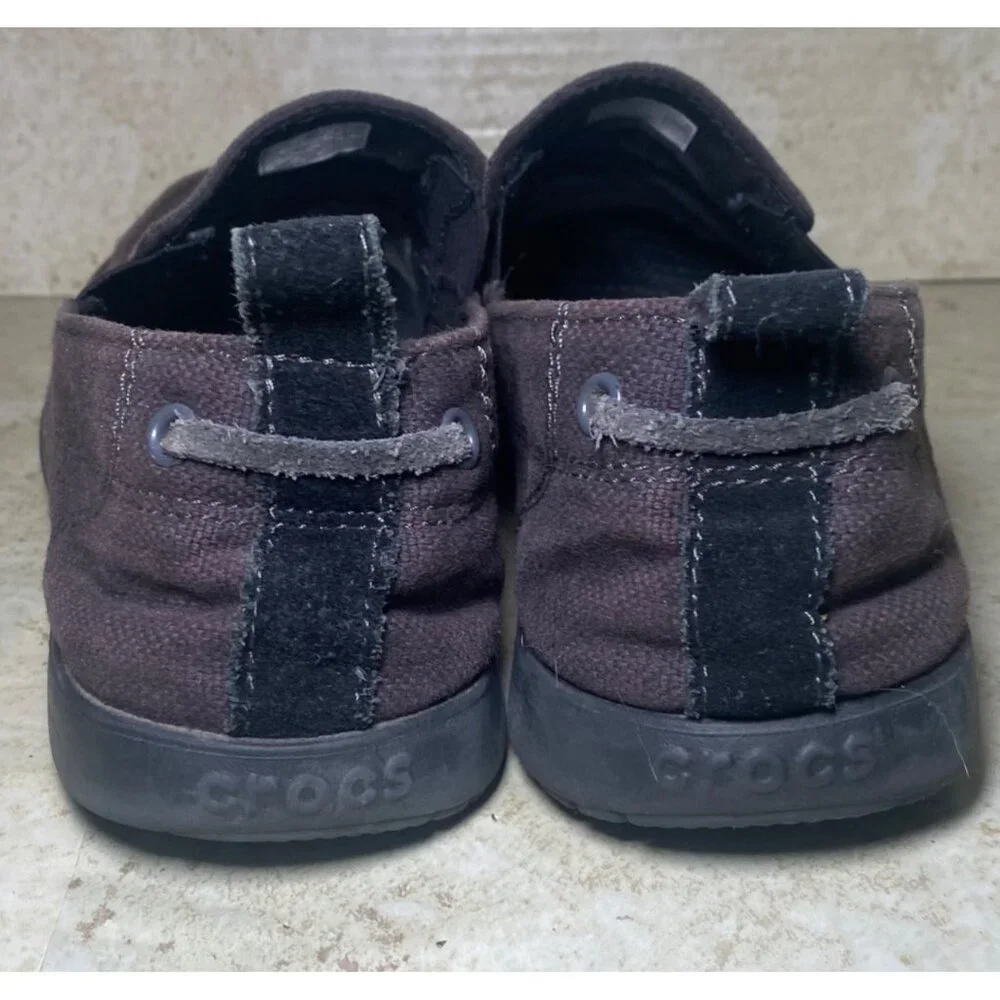 Crocs Canvas Slip On Loafers Brown‎ Mens Shoes Comfort Casual